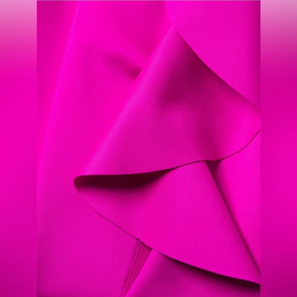 One-Shoulder Fuchsia Ruffle Midi Dress - Picture 5 of 8